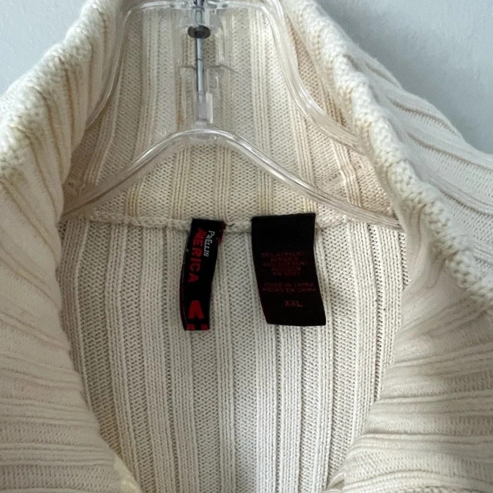 Perry Ellis America Mens 1/4 Zip Cable Knit Sweater Size 2XL Preppy Cream